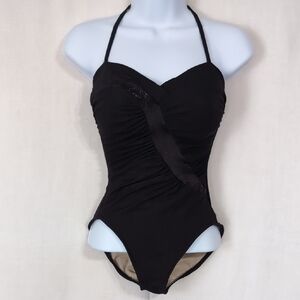 Vintage Black Women's One Piece Swimsuit